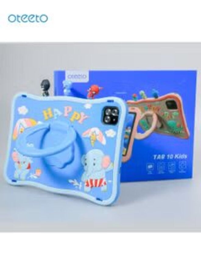 Oteeto - Oteeto TAB 10 Kids Tablet/10.1 Inch IPS/Octa Core 1.8 GHz Processor/6GB RAM + 128GB ROM/5MP Front + 8 MP Rear Camera/Single SIM 4G Network/8000 mAh/Android 13/Includes Sticker, Little Doll 5 pcs (Blue) - Image 1