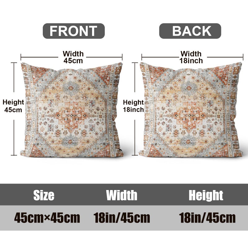 ZSYTZL Boho Throw Pillow Covers 18x18 inch Set of 2,Soft Pillowcases Bohemia Carpet Printing Pattern Decorative Sofa Living Room Bed Square Pillow Case Cushion Cover-Orange Grey - Image 4