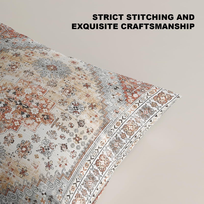 ZSYTZL Boho Throw Pillow Covers 18x18 inch Set of 2,Soft Pillowcases Bohemia Carpet Printing Pattern Decorative Sofa Living Room Bed Square Pillow Case Cushion Cover-Orange Grey - Image 5