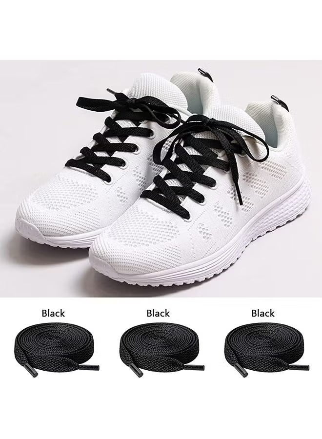 6 Pair Black white Shoelaces, Flat Shoe laces, Wide Shoelaces for Athletic Running Sneakers Shoes Boot Strings - Image 2