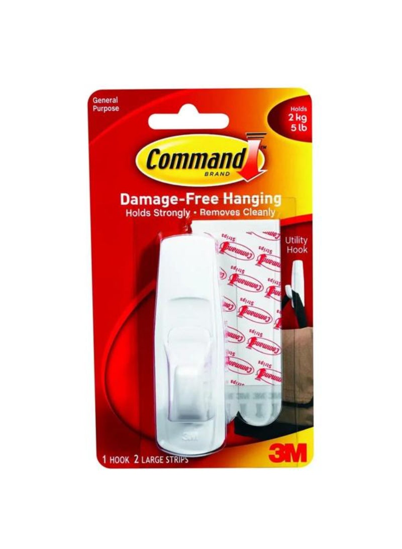 Command Damage-Free Hanging Utility Hook with Strips White Large 70006970035 - Image 1
