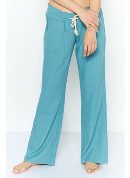 Roxy Women Solid Wide Leg Beachwear Pants, Teal  - Image 1