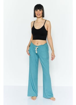 Roxy Women Solid Wide Leg Beachwear Pants, Teal  - Image 2