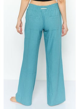 Roxy Women Solid Wide Leg Beachwear Pants, Teal  - Image 3