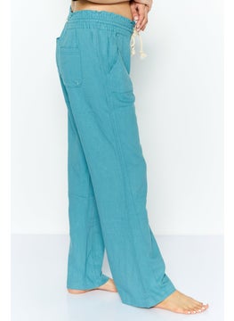 Roxy Women Solid Wide Leg Beachwear Pants, Teal  - Image 4