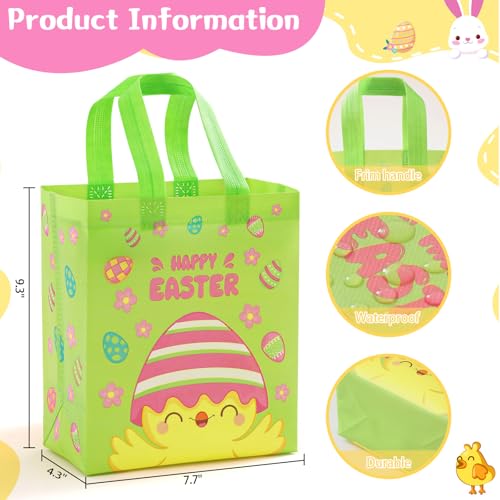 STYPOP 16 Pack 9" Easter Bags for Kids, Non-Woven Gift Bags with Handles, Reusable Easter Baskets for Kids Egg Hunts/Party Favor Supplies, 9.3"*7.7"*4.3" - Image 2