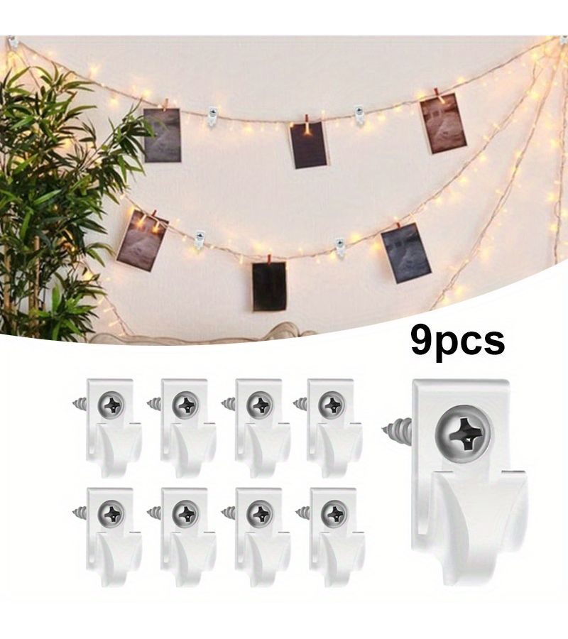 9 White Sturdy Windproof Hanging Hooks Modern Minimalist Design Easy to Install for Securing Shelves Courtyards Eaves Outdoor Festive Light Decorations Christmas Halloween Thanksgiving Indoor Outdoor Decorative Clips - Image 5