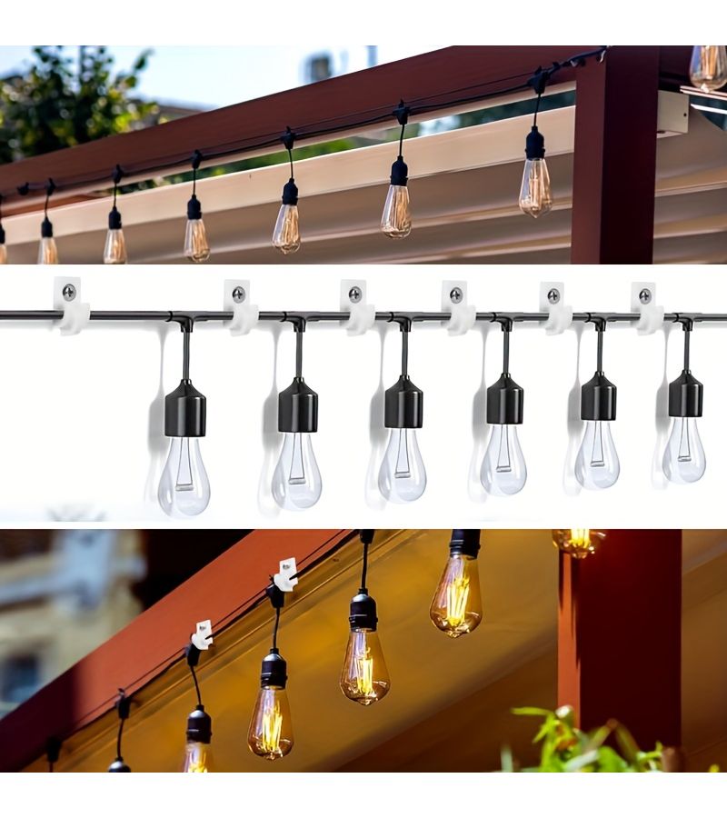 9 White Sturdy Windproof Hanging Hooks Modern Minimalist Design Easy to Install for Securing Shelves Courtyards Eaves Outdoor Festive Light Decorations Christmas Halloween Thanksgiving Indoor Outdoor Decorative Clips - Image 1