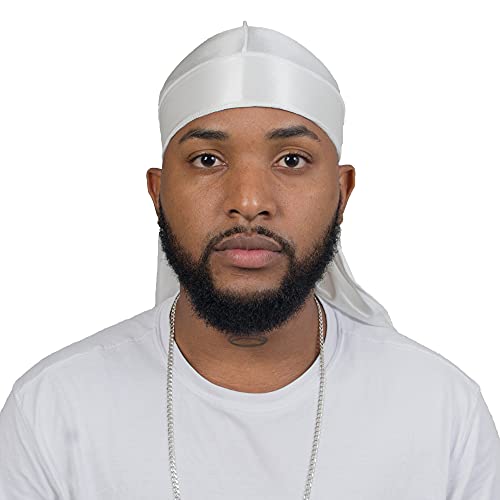 ForceWave Silky Durag for Men Wave Cap Satin Dorag for Men Women 360 Wave White - Image 3