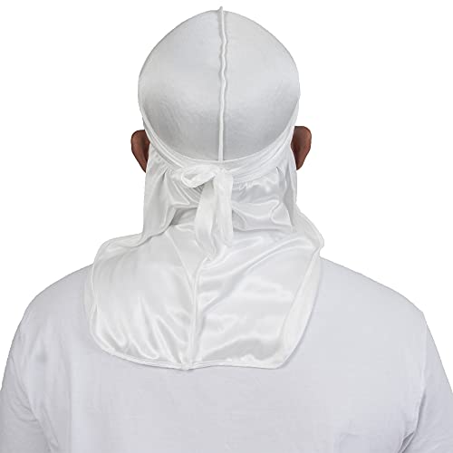 ForceWave Silky Durag for Men Wave Cap Satin Dorag for Men Women 360 Wave White - Image 4