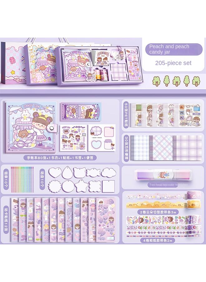 Bluejw Sticker Hand Account Suit Gift Box Full Set Of Tools With Love Primary School Students Hand Account Suit Girl Birthday Gift - Image 1