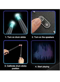 M MIAOYAN Virtual Air Drum Set, Electronic Somatosensory Drum Kit with Foot Pedal, Drumsticks, Speaker and LED Light, Electronic Drum Kit for Kids Adults Beginners  - Image 5