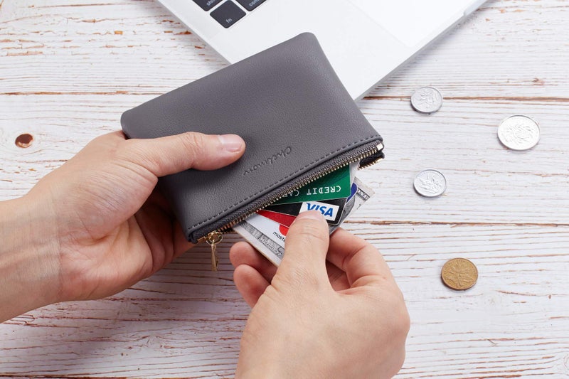 Chelmon Vegan Leather Coin Purse Pouch Change Purse With Zipper For Men Women (Grey Light) - Image 4