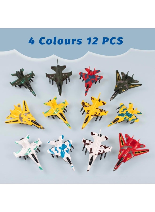 SYOSI Pull Back Airplane Toys, Fighter Jet Plane Playset, Airplane Party Favors and Kids Toy for Boys, Plane Themed Toys for 3 Year Olds, Birthday Gifts, Stocking Stuffers, Classroom Prizes, 12 Pack - Image 4