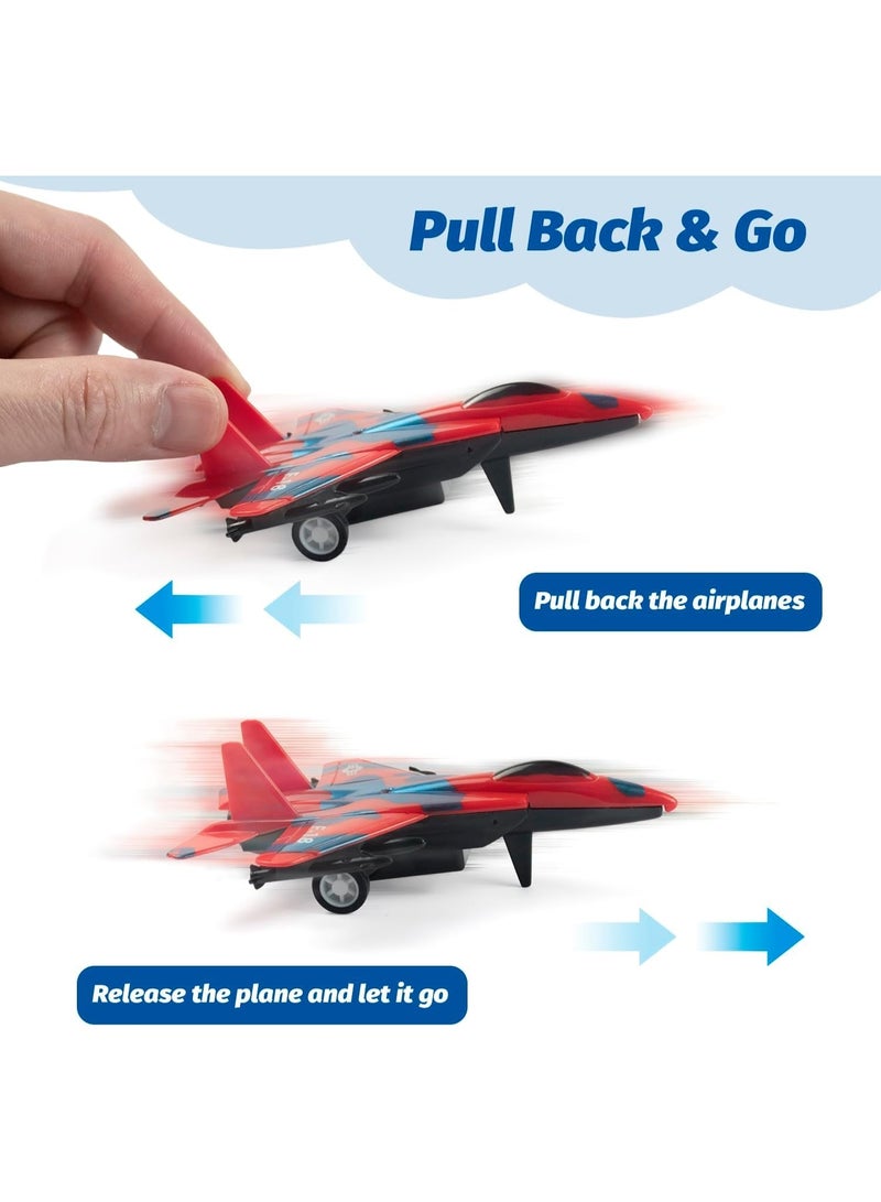 SYOSI Pull Back Airplane Toys, Fighter Jet Plane Playset, Airplane Party Favors and Kids Toy for Boys, Plane Themed Toys for 3 Year Olds, Birthday Gifts, Stocking Stuffers, Classroom Prizes, 12 Pack - Image 2