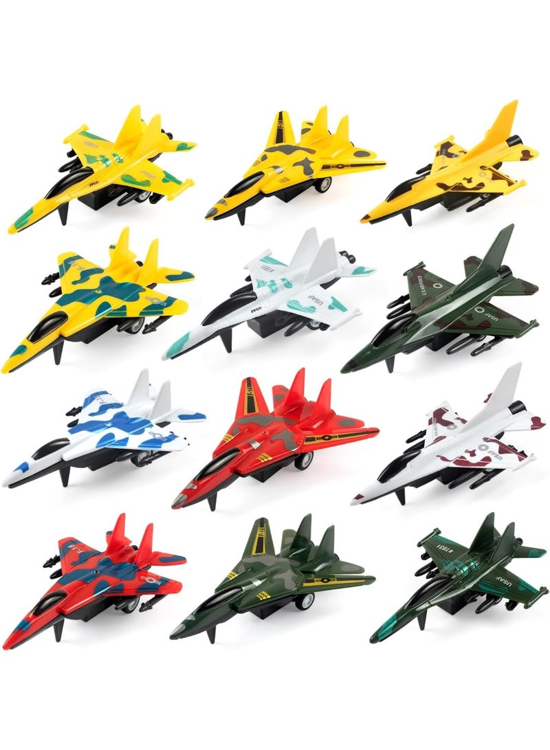 SYOSI Pull Back Airplane Toys, Fighter Jet Plane Playset, Airplane Party Favors and Kids Toy for Boys, Plane Themed Toys for 3 Year Olds, Birthday Gifts, Stocking Stuffers, Classroom Prizes, 12 Pack - Image 1