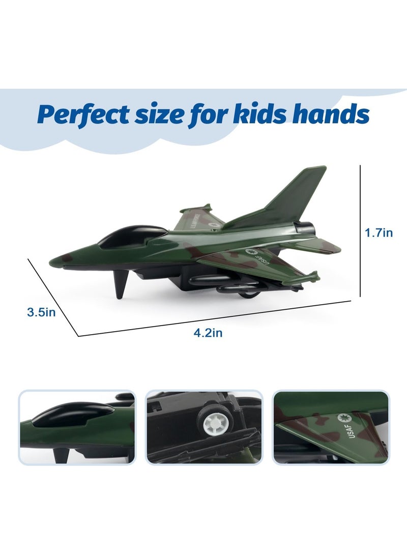 SYOSI Pull Back Airplane Toys, Fighter Jet Plane Playset, Airplane Party Favors and Kids Toy for Boys, Plane Themed Toys for 3 Year Olds, Birthday Gifts, Stocking Stuffers, Classroom Prizes, 12 Pack - Image 3