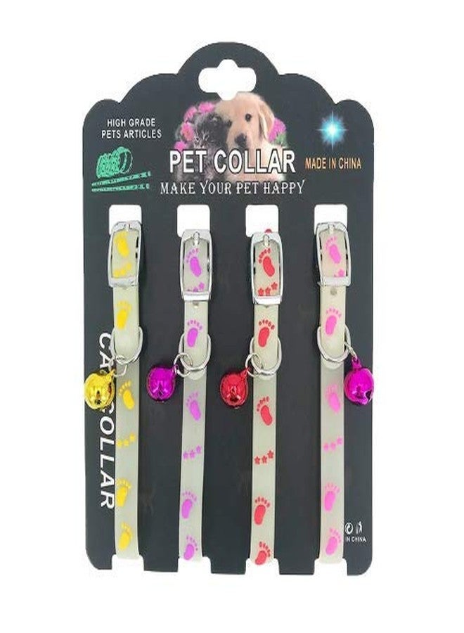 Petlicious & More Cat Kitten Reflective Adjustable Collar Safety Buckle with Bells Cat Radium Adjustable Collar with Bell for Puppy/Kitten (Color May Vary) Pack of Four - Image 1