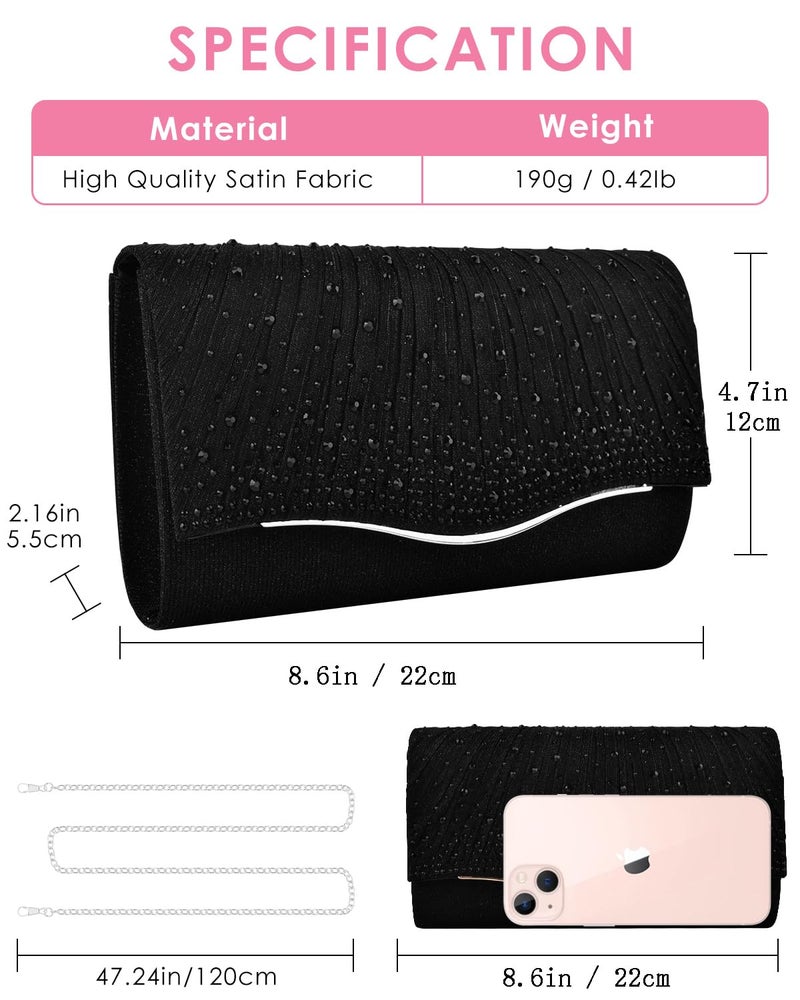 TINDTOP Clutch Purses for Women Evening Handbags for Formal Wedding Party Cocktail Prom Crossbody Shoulder Envelope Bag - Image 4