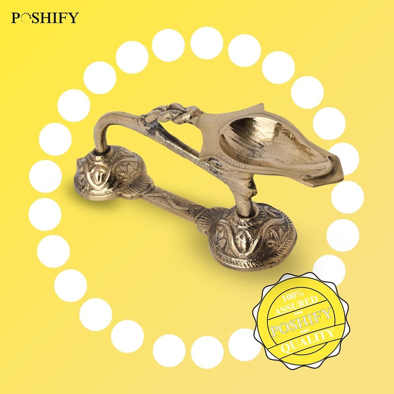 POSHIFY Brass EK Aarti Glow - Elegant Handcrafted Brass Diya Holder for Puja, Rituals, and Home Decor - Traditional Indian Design with Luxurious Finish and Comfortable Handle - Image 5
