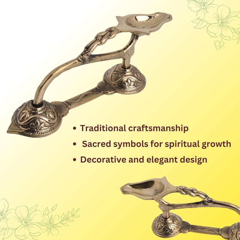 POSHIFY Brass EK Aarti Glow - Elegant Handcrafted Brass Diya Holder for Puja, Rituals, and Home Decor - Traditional Indian Design with Luxurious Finish and Comfortable Handle - Image 4
