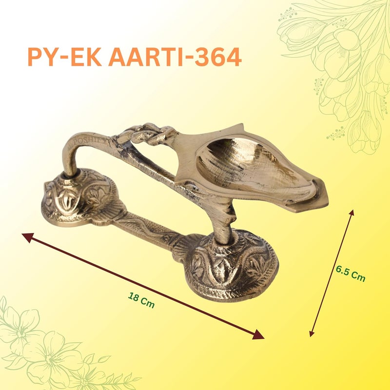 POSHIFY Brass EK Aarti Glow - Elegant Handcrafted Brass Diya Holder for Puja, Rituals, and Home Decor - Traditional Indian Design with Luxurious Finish and Comfortable Handle - Image 2