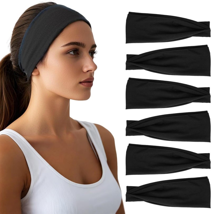 HSEM Easy assemble alternatives Headbands for Women - 6 Pack Wide Elastic Hair Bands | Stretchy Sweatbands Hair Bands | Soft Sports Thin Head Bands | Non-Slip Accessories Bands for Fashion, Washing Face, Workouts, Yoga, Daily Use Multi-use qualified quality - Image 1