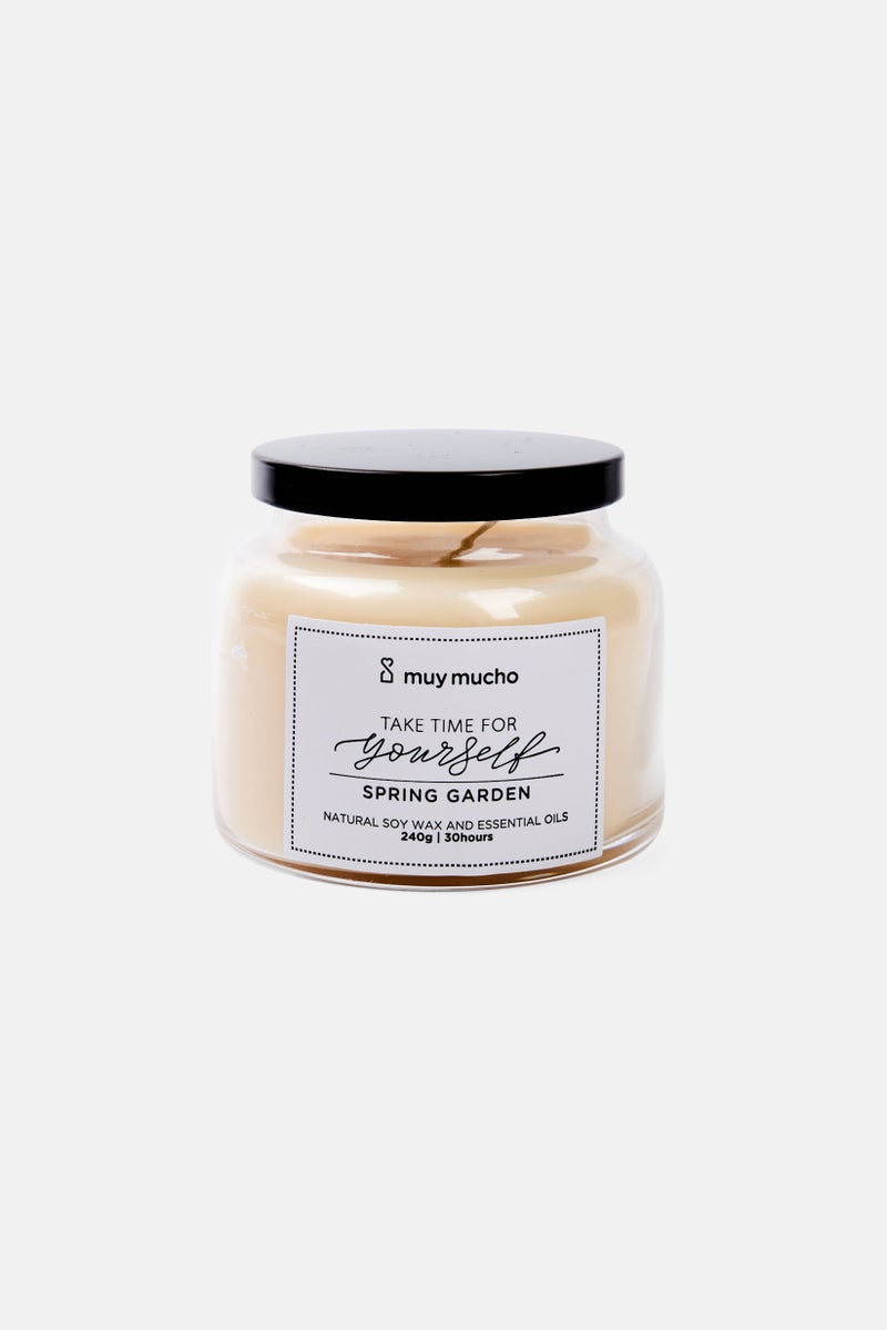 Muy Mucho Take Time For Yourself Spring Garden Candles 240g, Beige/Black  - Image 1