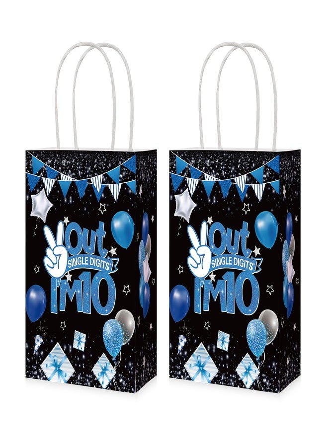 Greencian 16 Pcs 10th Birthday Party Favor Bags Blue and Black 10th Candy Treat Gift Goodie Bags with Handles Out Single Digits I'm 10 Birthday Decorations for Graduation Kids Boys 10 Year Old Party Supplies - Image 1