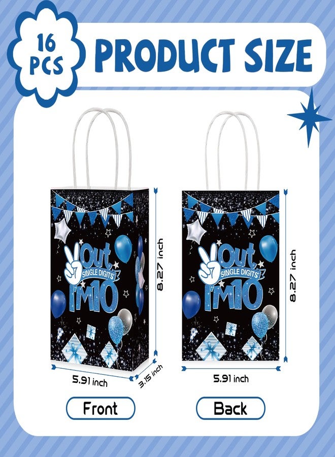 Greencian 16 Pcs 10th Birthday Party Favor Bags Blue and Black 10th Candy Treat Gift Goodie Bags with Handles Out Single Digits I'm 10 Birthday Decorations for Graduation Kids Boys 10 Year Old Party Supplies - Image 2