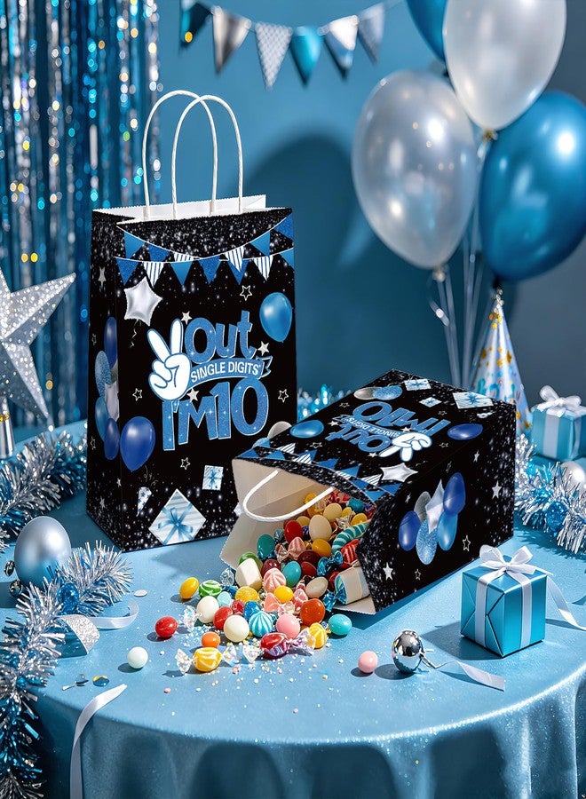 Greencian 16 Pcs 10th Birthday Party Favor Bags Blue and Black 10th Candy Treat Gift Goodie Bags with Handles Out Single Digits I'm 10 Birthday Decorations for Graduation Kids Boys 10 Year Old Party Supplies - Image 4