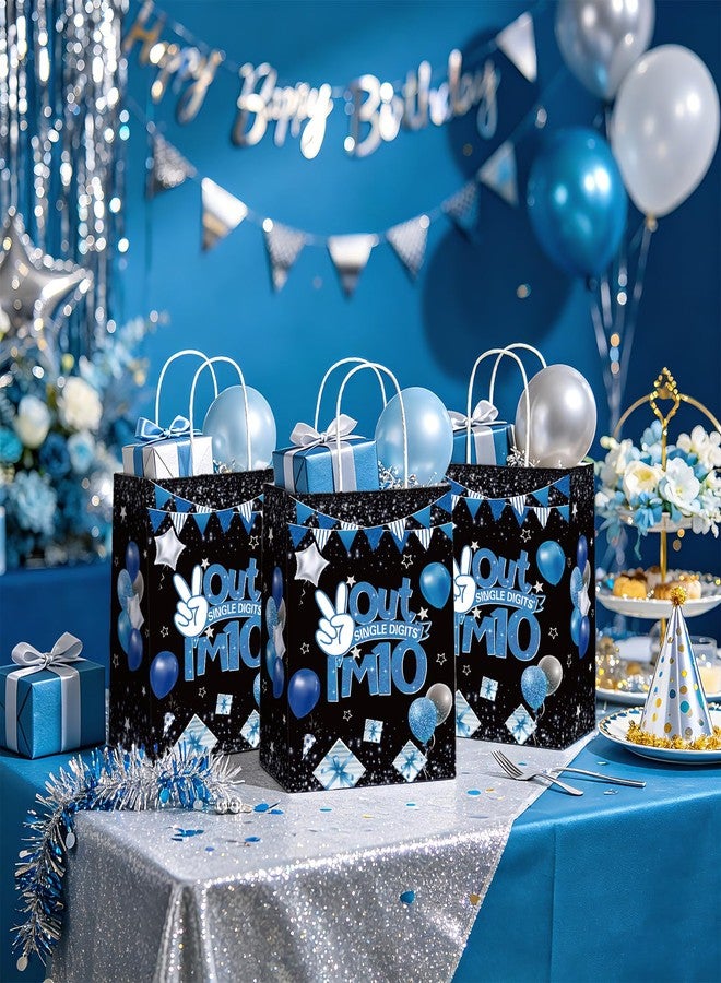 Greencian 16 Pcs 10th Birthday Party Favor Bags Blue and Black 10th Candy Treat Gift Goodie Bags with Handles Out Single Digits I'm 10 Birthday Decorations for Graduation Kids Boys 10 Year Old Party Supplies - Image 5