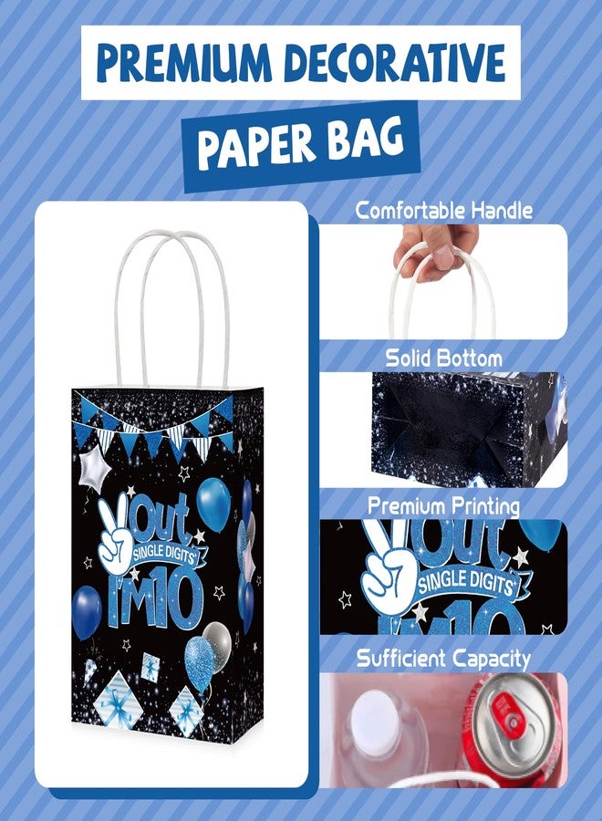 Greencian 16 Pcs 10th Birthday Party Favor Bags Blue and Black 10th Candy Treat Gift Goodie Bags with Handles Out Single Digits I'm 10 Birthday Decorations for Graduation Kids Boys 10 Year Old Party Supplies - Image 3