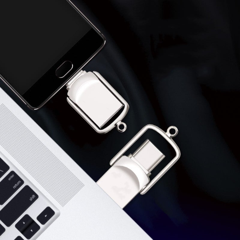 فلاش ذاكرة USB-C معدنية واجهة مزدوجة سعة 32 جيجابايت، فلاش ذاكرة مزدوجة الاستخدام للكمبيوتر والهاتف المحمول، منفذ Type-C معدني 2.0 - Image 4