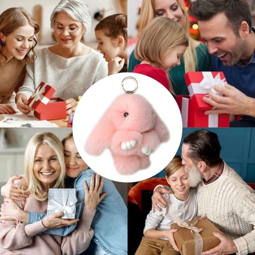 Qivorimith Keychain,Key Chains Women Cute Rabbit,Car keyrings leather handbags(Pink) - Image 2