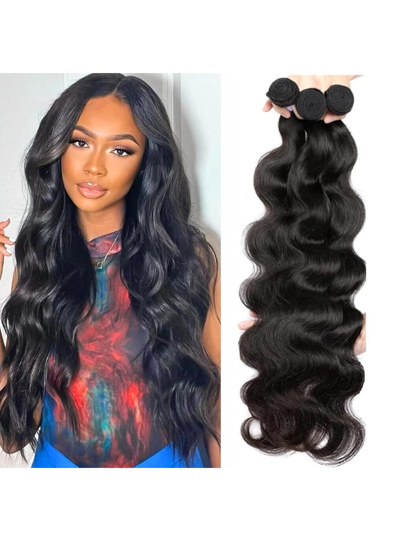 Beautymoon - Beautymoon Body Wave Bundles Human Hair 3 Bundles 22 24 26 inches 10A Brazilian Human Hair Body Wave Bundles Natural Color 100 Unprocessed Brazilian Human Hair Weave Extensions - Image 1
