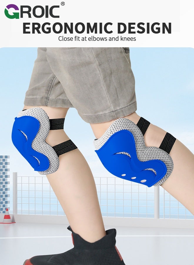 GROIC 8 Pcs Kids Helmet Set with Knee Pads Elbow Pads Wrist Guards Hip Pads, Sports Protective Gear Set for Toddlers, Adjustable Helmet for Girls & Boys for Sport Cycling Bike Roller Skating Scooter - Blue - Image 5