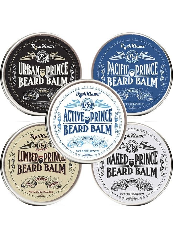 BushKlawz Active Prince Beard Balm Leave in Conditioner Beard Butter Moisturizer Premium Refreshing Scent 2 oz - Best Leave in Conditioner Scented Beard Balm Gift Bearded Men 