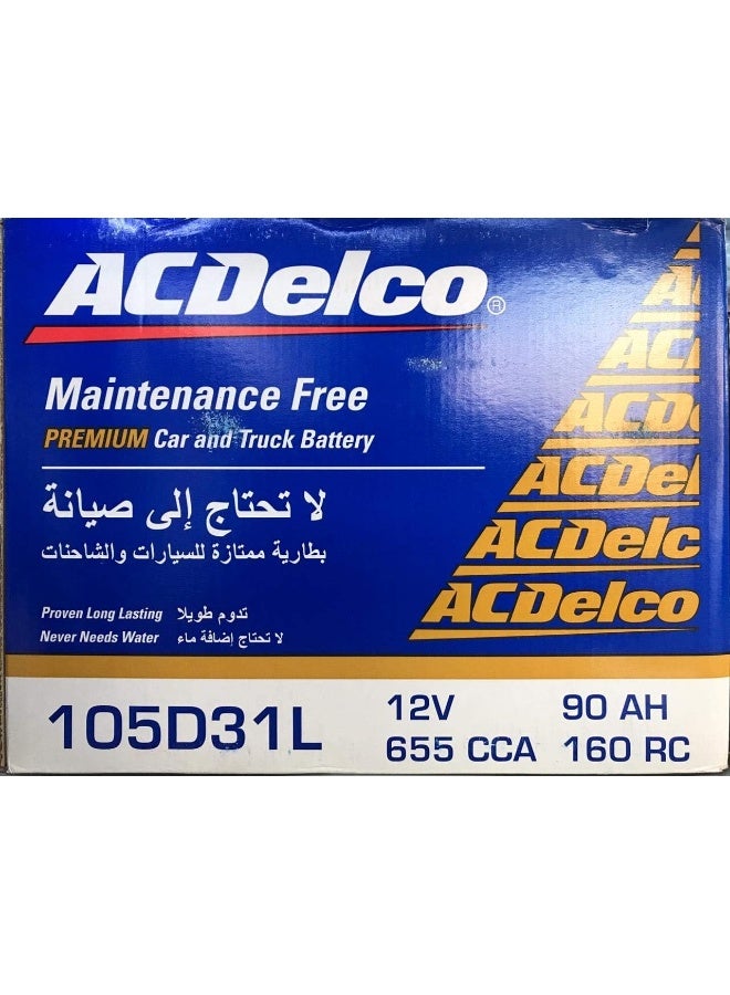 Ac Delco بطارية سيارة AC DELCO 105D31LMF 12V 90AH - Image 1