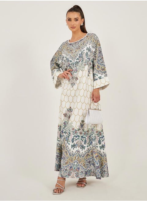 Placement Print Embellished A-Line Jalabiya