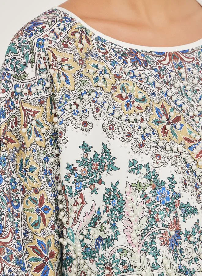 Styli  Placement Print Embellished A-Line Jalabiya for Women | Best Price UAE