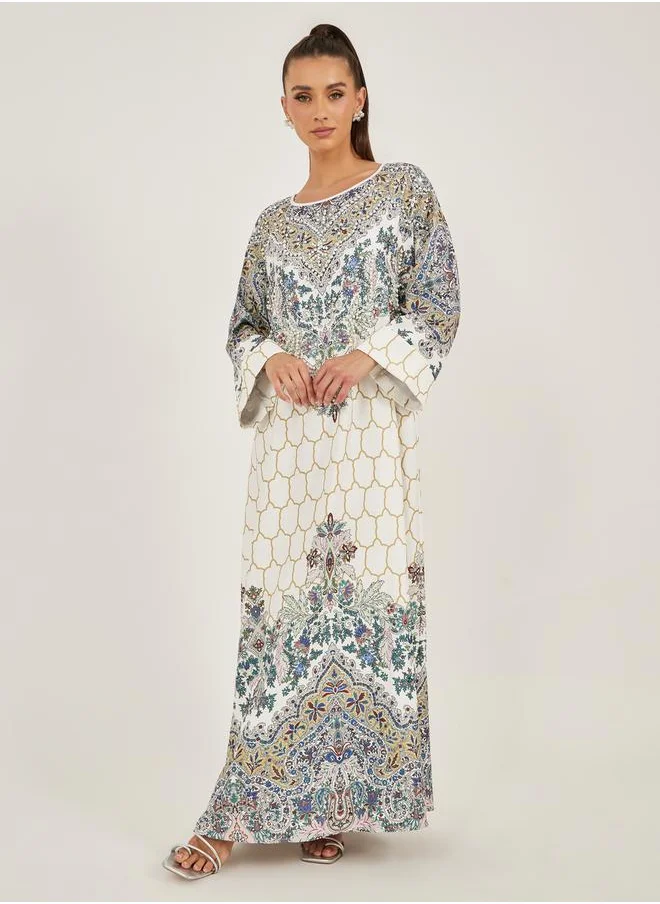 Styli Placement Print Embellished A-Line Jalabiya
