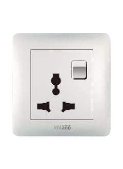 milano 3 Pin Universal Socket With Switch Made With Polypropylene Colored In Piano White Electrical Switches Sockets Outlets For Home Appliances L3 X W3 Cm White  - Image 2