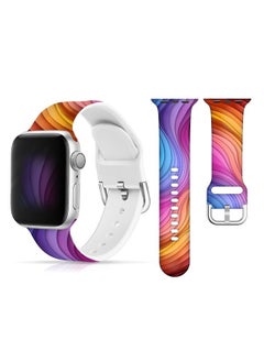 Rainbow Apple Watch Band Compatible with 44mm Apple Watch Bands for women 42mm 45mm Soft Silicone Wristbands Replacement Strap with Classic Clasp for iWatch Series SE 8 7 6 5 4 3 2 1 Utral for Women