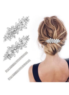 Deoot 4 Pcs Hair Barrettes For Women Rhinestone Hair Clips Flower Hair Barrettes Crystal Pearl French Hairpins Hair Clip Barrettes For Women Wedding Accessories  - Image 1