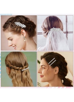 Deoot 4 Pcs Hair Barrettes For Women Rhinestone Hair Clips Flower Hair Barrettes Crystal Pearl French Hairpins Hair Clip Barrettes For Women Wedding Accessories  - Image 5