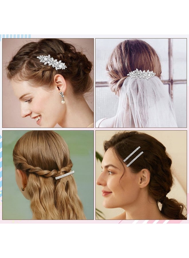 Deoot 4 Pcs Hair Barrettes For Women Rhinestone Hair Clips Flower Hair Barrettes Crystal Pearl French Hairpins Hair Clip Barrettes For Women Wedding Accessories - Image 5
