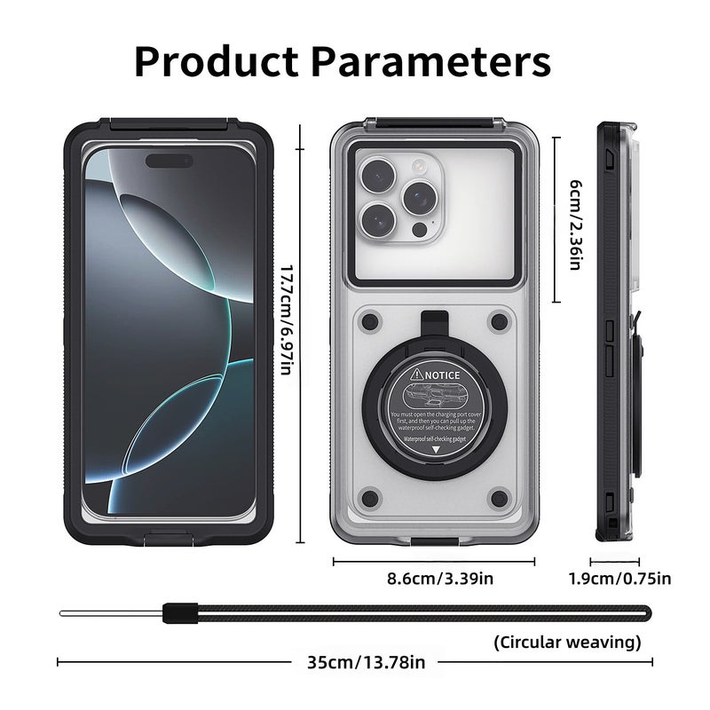Self-Check Waterproof Phone Case for 5.9-6.9 Inch Phones, Ideal for Underwater Photography - Compatible with Apple, Huawei, Samsung