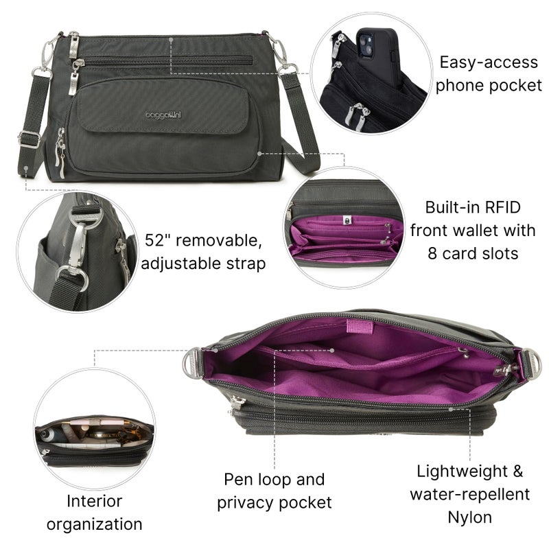 Baggallini Women's Original Everyday Bag, Charcoal, One Size US - Image 3