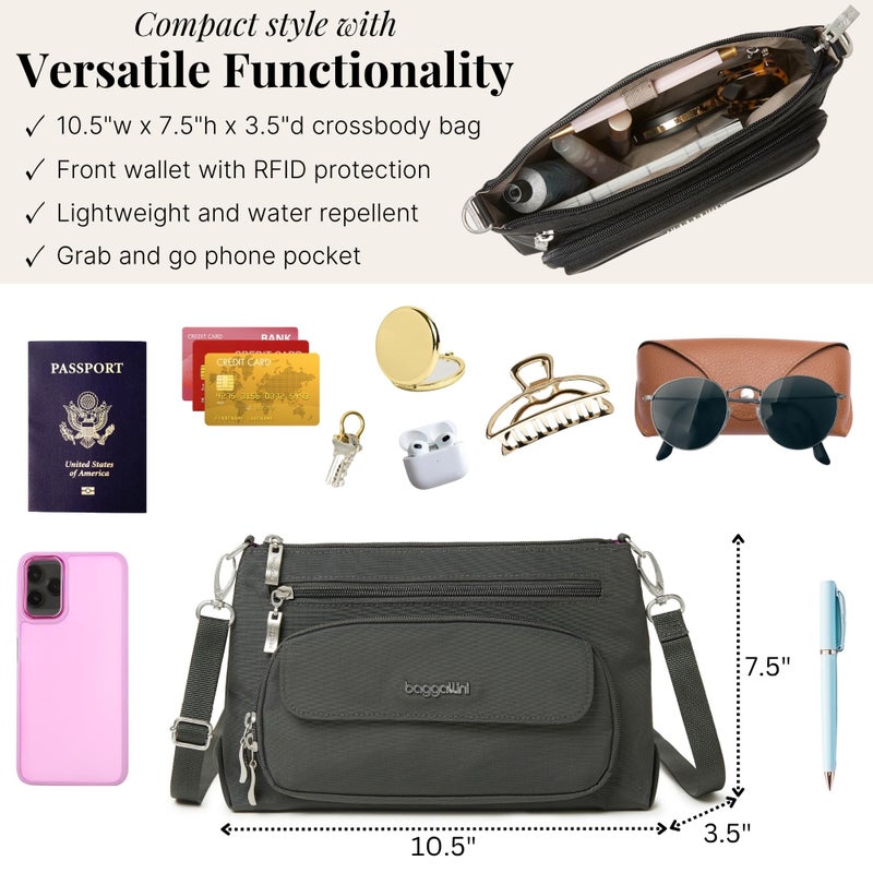 Baggallini Women's Original Everyday Bag, Charcoal, One Size US - Image 4